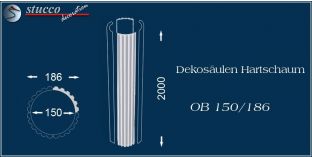 Dekosäulen-Viertel Hartschaum OB 150/186