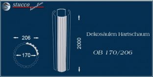 Dekosäulen-Viertel Hartschaum OB 170/206
