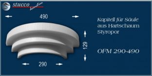 Kapitell-Hälfte für Säule aus Hartschaum Styropor OFM 290/490