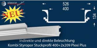 U-Profil für Kombi Beleuchtung Dortmund 400+2x209 PLEXI PLUS