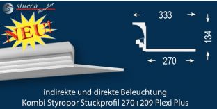Stuckleiste für Kombi Beleuchtung Dortmund 270+209 PLEXI PLUS