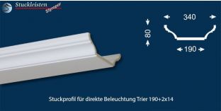 Stuckprofil für direkte Beleuchtung Trier 190+2x14