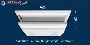 Design Stucklampe Mannheim 303/202 mit warmweißen LED Spots und LED Strip