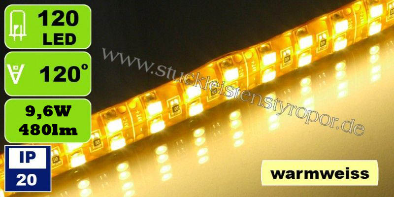 SMD 3528 LED Strips 120 LEDs/m warmweiß 9,6W/m IP20