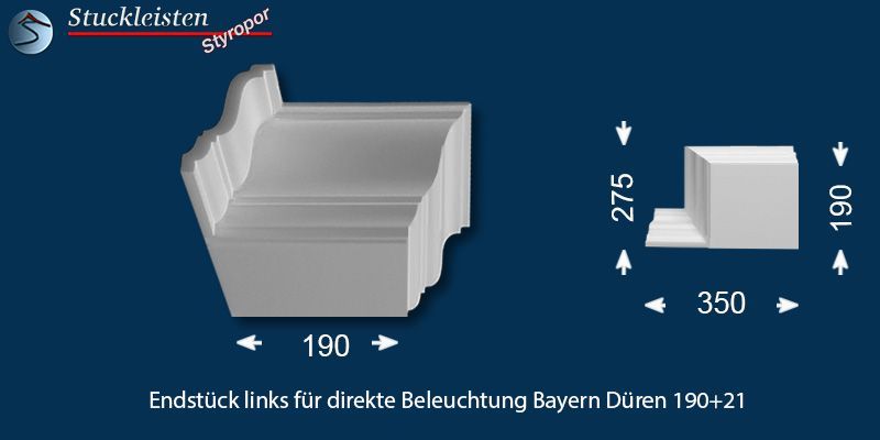 Endstück links für direkte Beleuchtung Bayern Düren 190+21