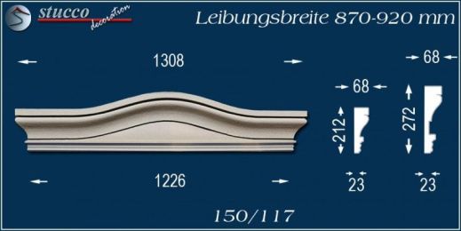 Beschichteter Fassadenstuck Bogengiebel Potsdam 150/117 870-920