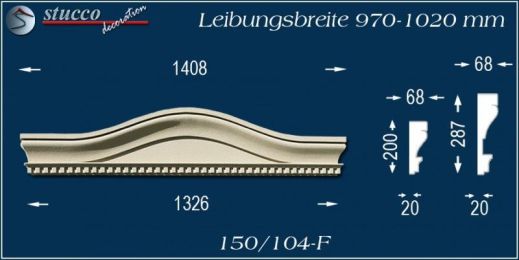 Beschichteter Fassadenstuck Bogengiebel Passau 150/104F 970-1020