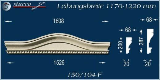 Beschichteter Fassadenstuck Bogengiebel Passau 150/104F 1170-1220