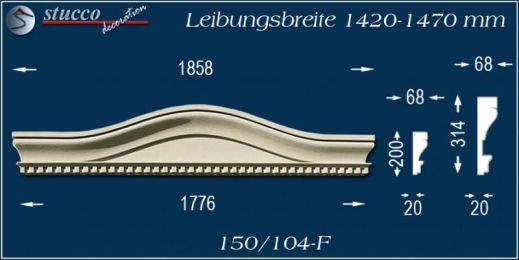 Beschichteter Fassadenstuck Bogengiebel Passau 150/104F 1420-1470