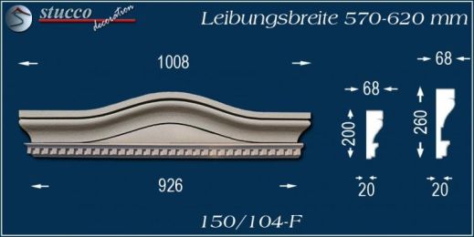 Beschichteter Fassadenstuck Bogengiebel Passau 150/104F 570-620