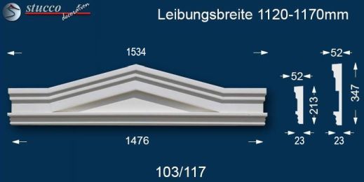 Außenstuck Dreieckbekrönung Hamburg 103/117 1120-1170