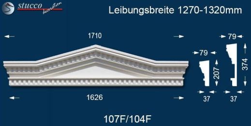 ußenstuck Dreieckbekrönung Leipzig 107-F/104-F 1270-1320