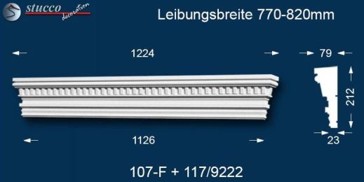 Fassadenstuck Tympanon gerade Leipzig 107-F/117 770-820