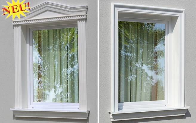 Stuck Fensterumrandung und Fensterstuck mit stoßfest beschichteten Styroporleisten