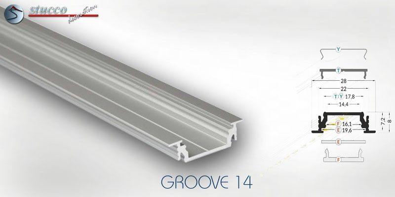 LED Aluminiumschiene GROOVE 14 für indirekte Beleuchtung