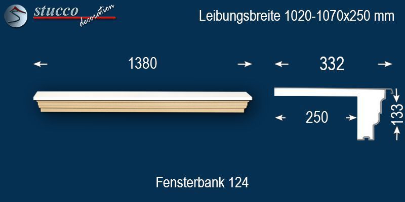 Komplette Fensterbank Nürnberg 124 1020-1070-250