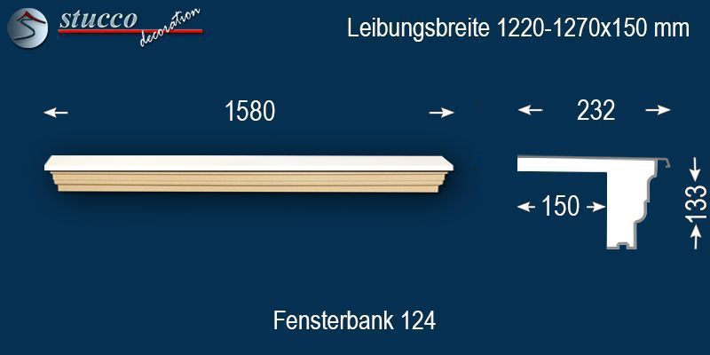 Komplette Fensterbank Nürnberg 124 1220-1270-150