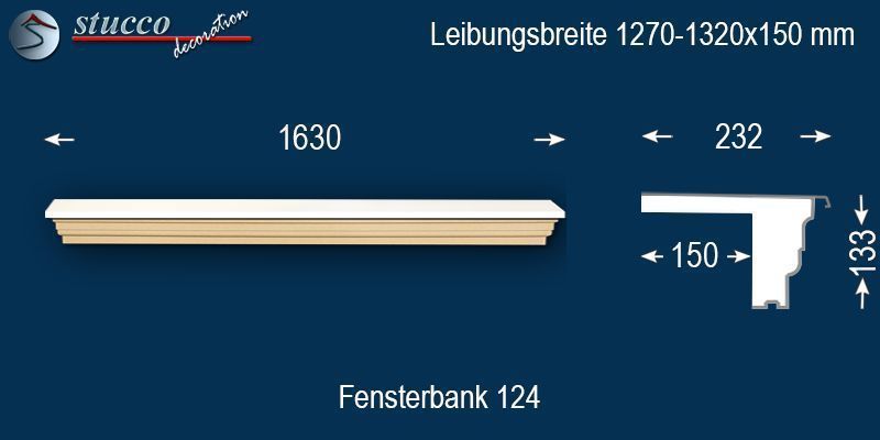 Komplette Fensterbank Nürnberg 124 1270-1320-150
