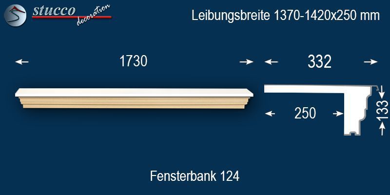 Komplette Fensterbank Nürnberg 124 1370-1420-250