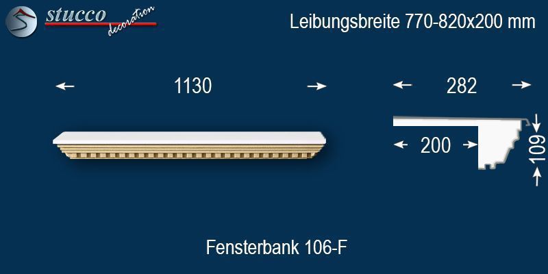 Komplette Fensterbank Jakarta 106-F 770-820-200