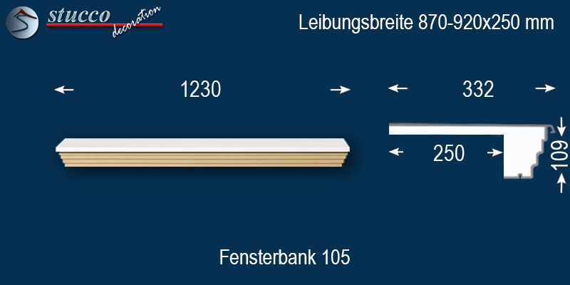 Komplette Fensterbank Idaho 105 870-920-250