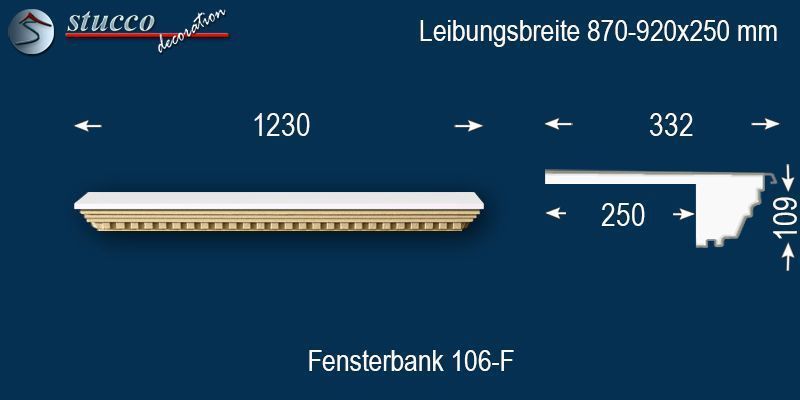 Komplette Fensterbank Jakarta 106-F 870-920-250
