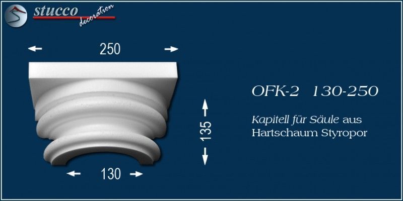 Kapitell für Säule aus Hartschaum Styropor OFK-2 130/250