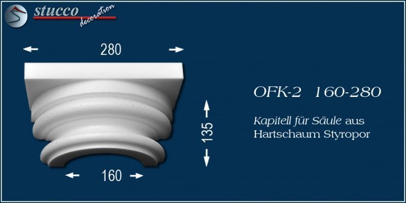 Kapitell für Säule aus Hartschaum Styropor   OFK-2 160/280