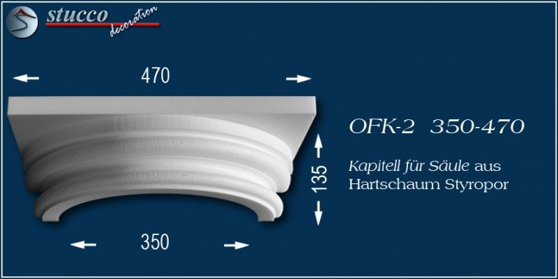 Kapitell für Säule aus Hartschaum Styropor OFK-2 350/470
