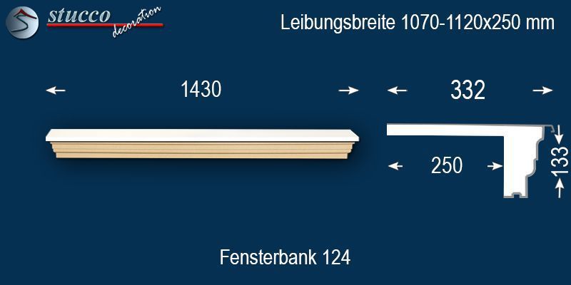 Komplette Fensterbank Magdeburg 124 1070-1120-250