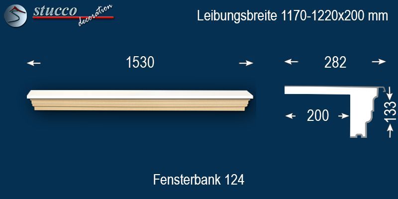 Komplette Fensterbank Braunschweig 124 1170-1220-200