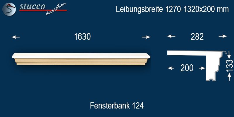 Komplette Fensterbank Braunfels 124 1270-1320-200