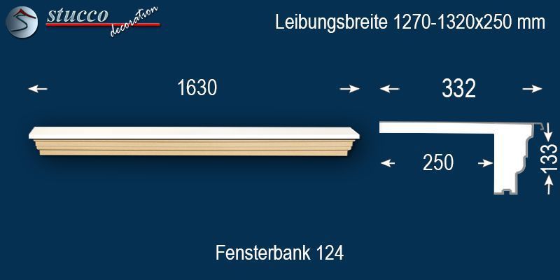 Komplette Fensterbank Creglingen 124 1270-1320-250
