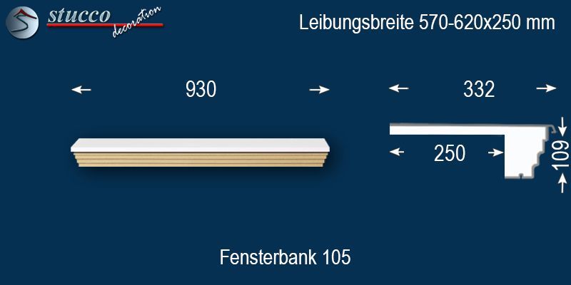 Komplette Fensterbank Wuppertal 105 570-620-250