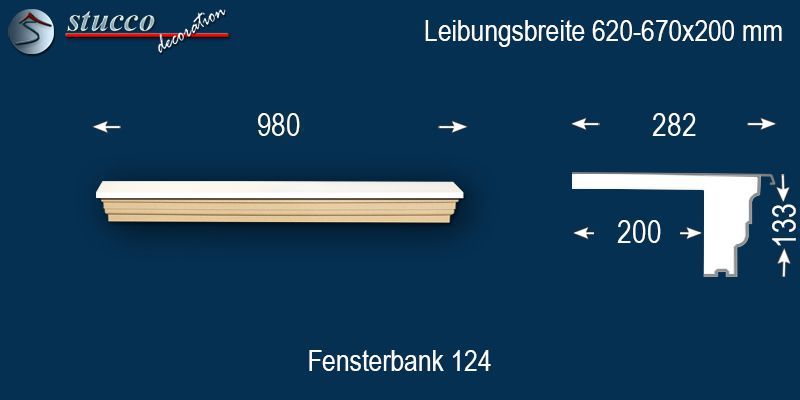 Komplette Fensterbank Saarland 124 620-670-200