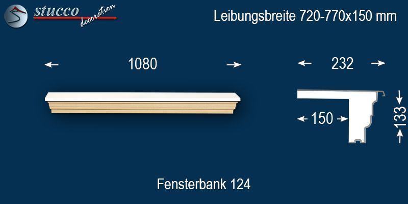 Komplette Fensterbank Frankfurt 124 720-770-150