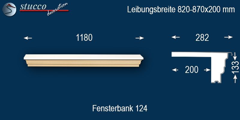 Komplette Fensterbank Oldenburg 124 820-870-200
