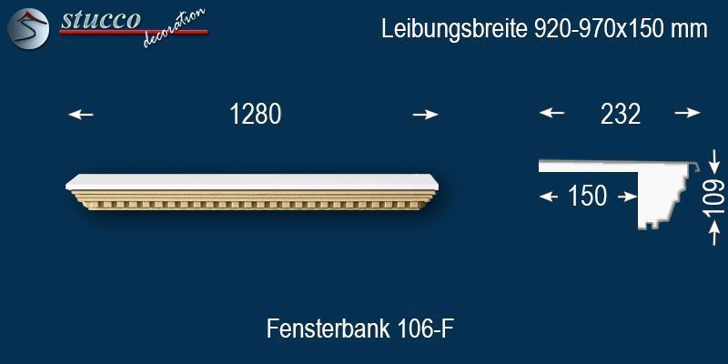Komplette Fensterbank Trebbin 106F 920-970-150