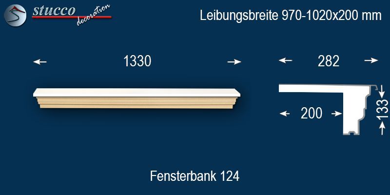 Komplette Fensterbank Rostock 124 970-1020-200