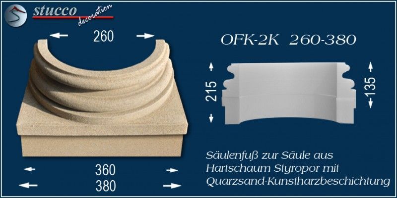 Säuelnbasis aus Styropor für Pilaster OFK-2K 260/380