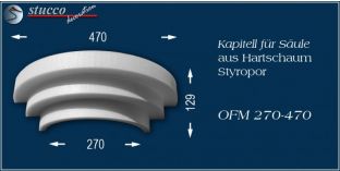 Kapitell-Hälfte für Säule aus Hartschaum Styropor OFM 270/470