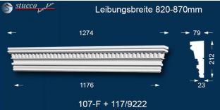 Beschichteter Stuck Fassade Tympanon gerade Frankfurt 107-F/117 820-870