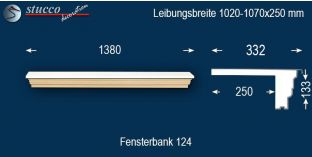 Komplette Fensterbank Mainz 124 970-1020-250