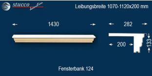 Komplette Fensterbank Freiburg 124 1070-1120-200