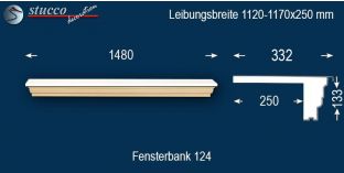 Komplette Fensterbank Kiel 124 1120-1170-250