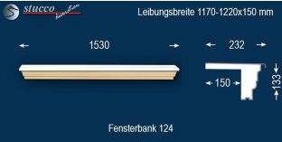 Komplette Fensterbank Chemnitz 124 1170-1220-150
