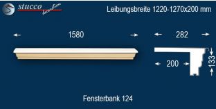 Komplette Fensterbank Wiesbaden 124 1220-1270-200