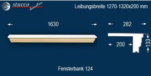 Komplette Fensterbank Braunfels 124 1270-1320-200