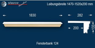 Komplette Fensterbank Neumark 124 1470-1520-200