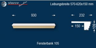 Komplette Fensterbank Berlin 105 570-620-150